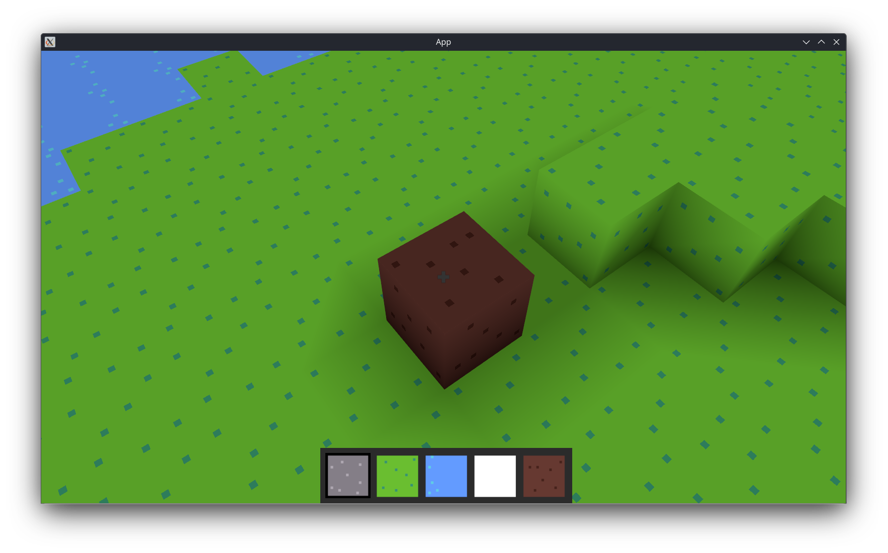 A single lonely dirt block, contrasted against the grassy ground.