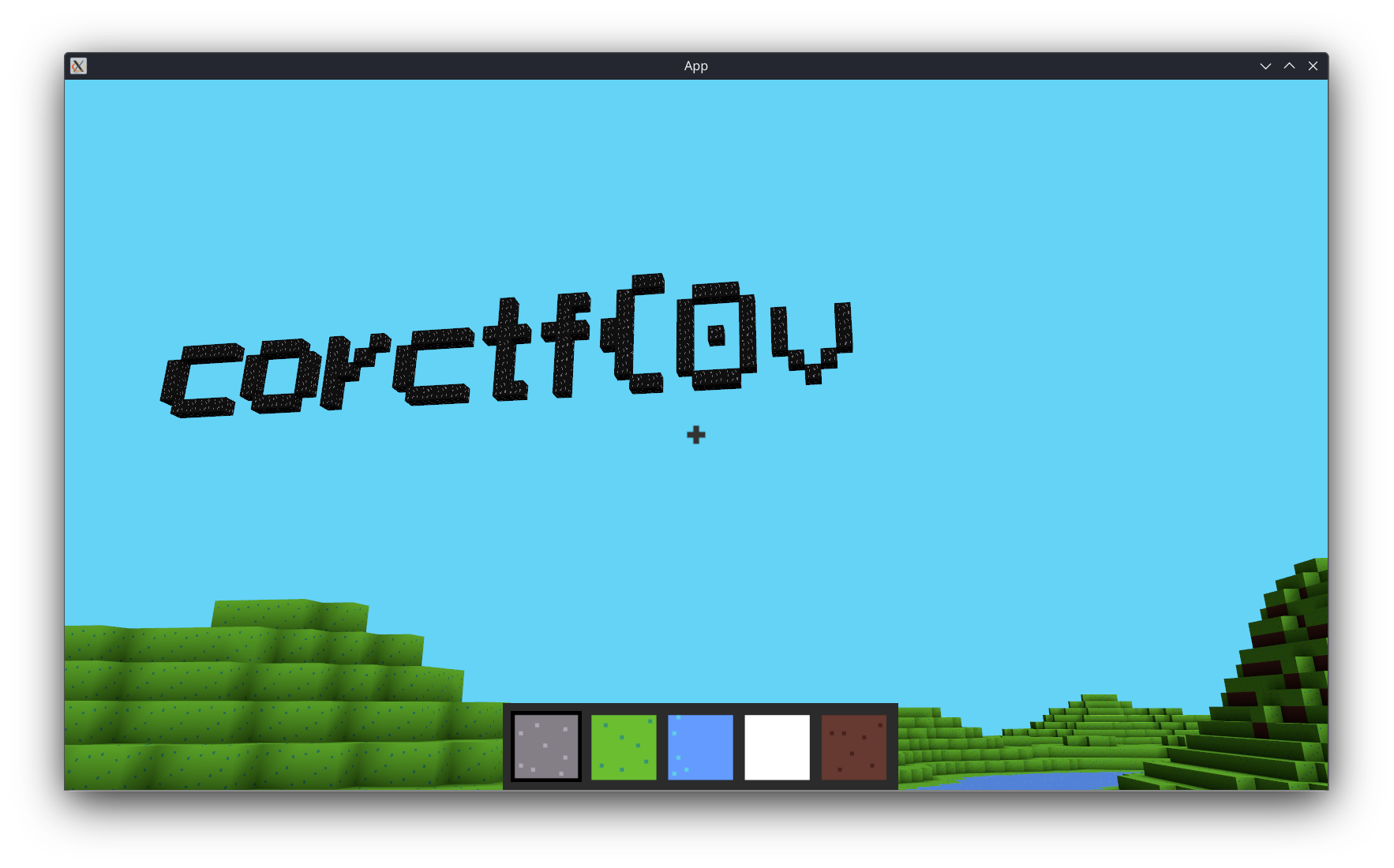 A few characters forming the flag show up in the sky, constructed from black bedrock blocks, but its text seemingly cut off midway.