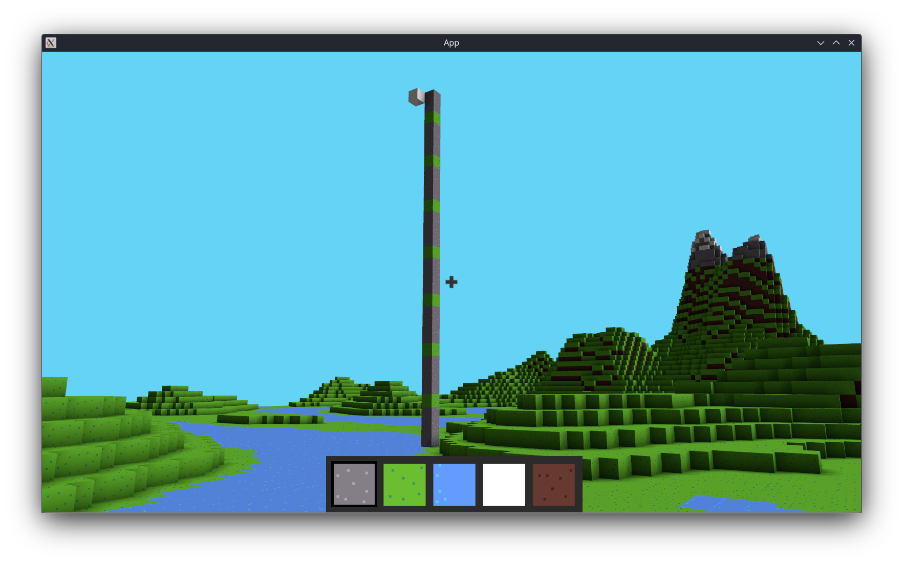 A man-made construction meant to show the height of the single white block that appears with the save file truncated to one block.