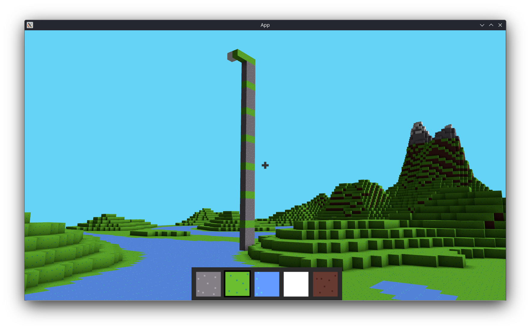 A man-made construction meant to show the height of the single white block that appears with the save file truncated to eleven blocks. In comparison to the former, it appears two blocks lower.